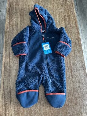 NWT Columbia Foxy Baby Sherpa Bunting 3-6 months blue & orange